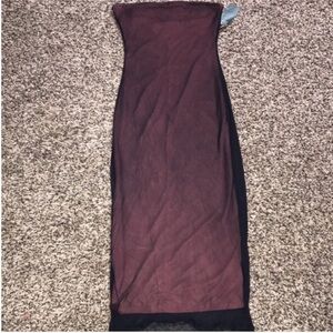 Wild Fable Strapless Mesh Overlay Bodycon Midi Dress Sheer Coral Var Sizes | NWT